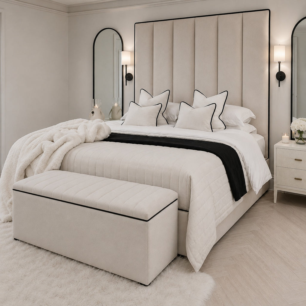 Ritz Luxury Tall Panelled Bed With Contrast Piping