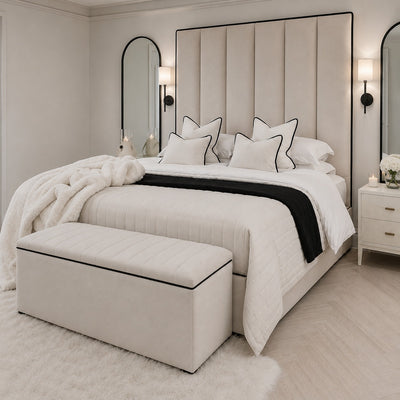 Letto Alto Ritz di Lusso a Pannelli con Profili a Contrasto