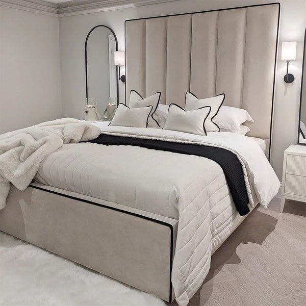 Ritz Luxury Tall Panelled Bed With Contrast Piping