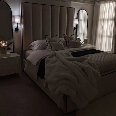 Letto Alto Ritz di Lusso a Pannelli con Profili a Contrasto